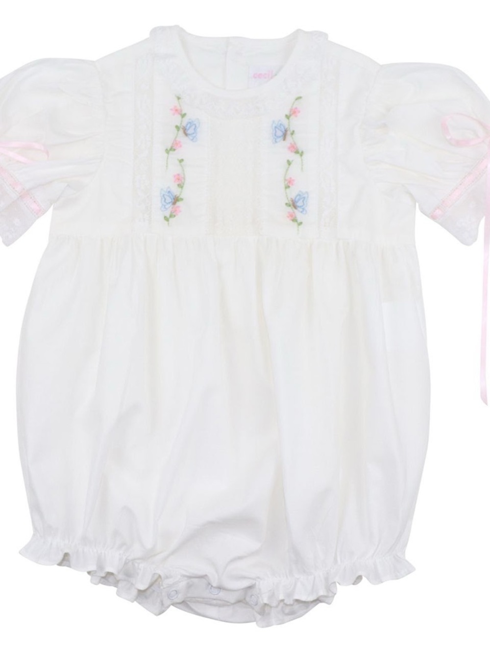 Cecil & Lou Embroidered Flower And Butterfly Heirloom Bubble